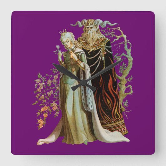 Schönheit und das Tier Quadratische Wanduhr (Vorderseite)