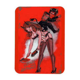 Schönheit und der Krampus Vintage Weihnachten Magnet