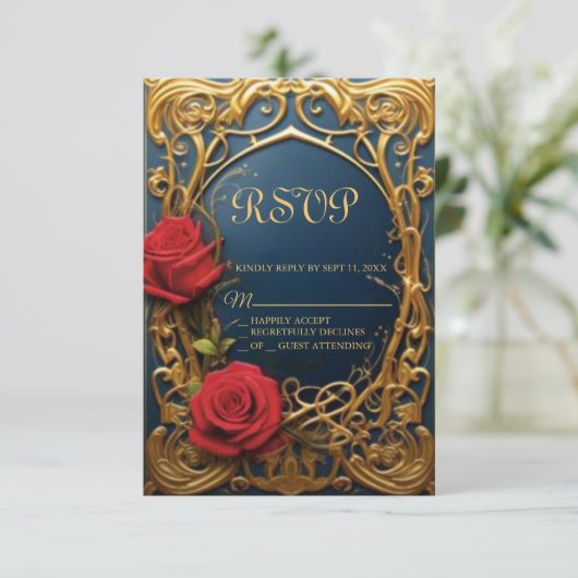 Schönheit und die Beast Sweet 16 RSVP-Karte RSVP Karte (Stehend Vorderseite)