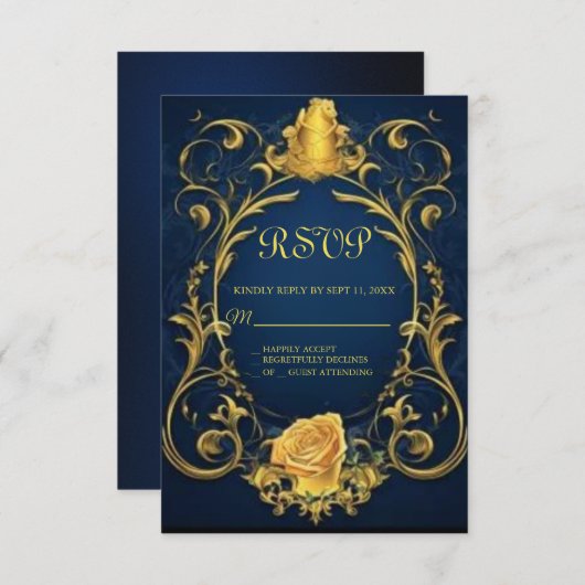 Schönheit und die Beast Sweet 16 RSVP-Karte RSVP Karte (Vorne/Hinten)