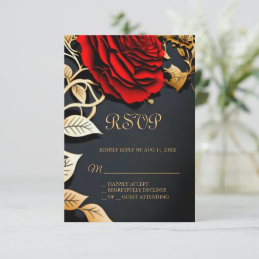 Schönheit und die Beast Sweet 16 RSVP-Karte RSVP Karte (Stehend Vorderseite)