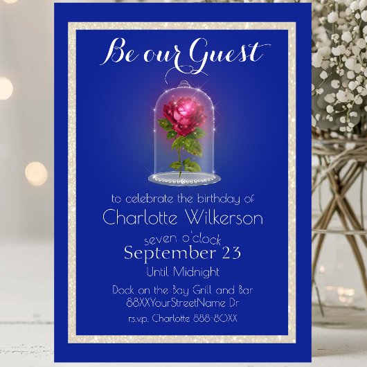 Schönheit und die Rose der Bestie Magic Einladung