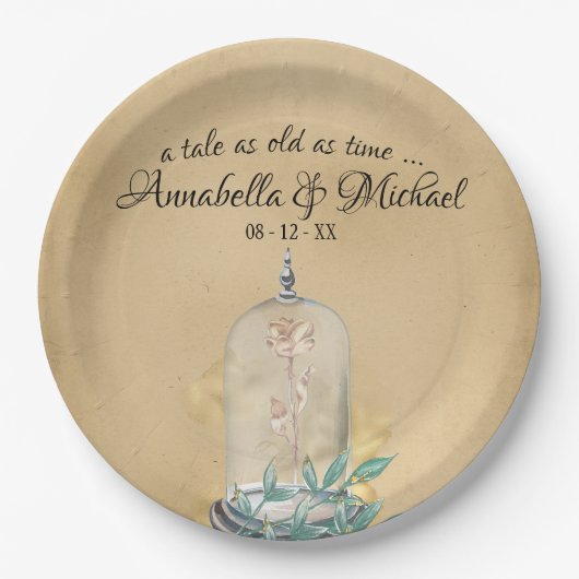 Schönheit und die Rose der Bestie Märchenvoll Pappteller (Vorderseite)