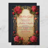 Schönheit und die Rose der Bestie Sweet 16 Einladu Einladung (Vorne/Hinten)