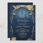 Schönheit und die Rose von Beast Gold Sweet 16 Ein Einladung (Vorne/Hinten)