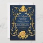 Schönheit und die Rose von Beast Gold Sweet 16 Einladung (Vorderseite)
