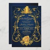 Schönheit und die Rose von Beast Gold Sweet 16 Einladung (Vorne/Hinten)