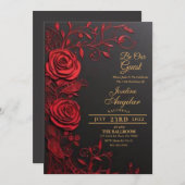 Schönheit und die Rote Rose der Bestie Sweet 16 Ei Einladung (Vorne/Hinten)