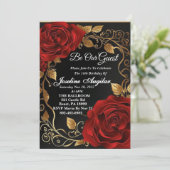 Schönheit und die Rote Rose der Bestie Sweet 16 Ei Einladung (Stehend Vorderseite)