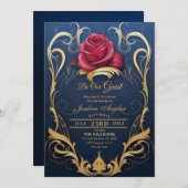 Schönheit und die Rote Rose der Bestie Sweet 16 Ei Einladung (Vorne/Hinten)