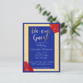 Schönheit und die Rote Rosen der Bestie auf Blau u Ankündigungspostkarte (Stehend Vorderseite)