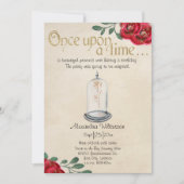 Schönheit und die Rote Rosen der Bestie Märchen Einladung (Vorderseite)