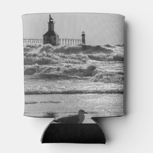 Schönheit und Kraft Graustufen Dosenkühler (Rückseite)