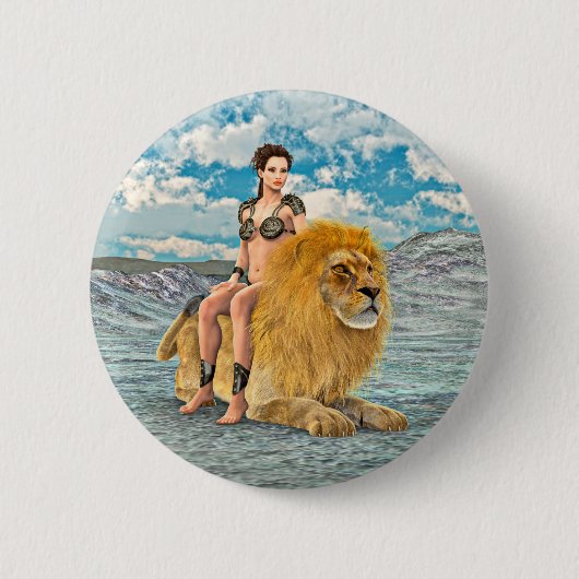 Schönheit und Löwen Button (Vorderseite)