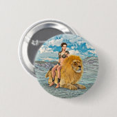 Schönheit und Löwen Button (Vorne & Hinten)