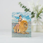 Schönheit und Löwen Postkarte (Stehend Vorderseite)