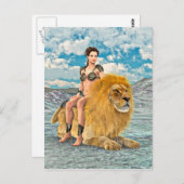Schönheit und Löwen Postkarte (Vorne/Hinten)