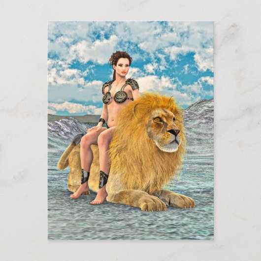 Schönheit und Löwen Postkarte (Vorderseite)