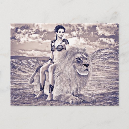 Schönheit und Löwen Postkarte (Vorderseite)
