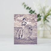 Schönheit und Löwen Postkarte (Stehend Vorderseite)