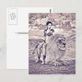 Schönheit und Löwen Postkarte (Vorne/Hinten)