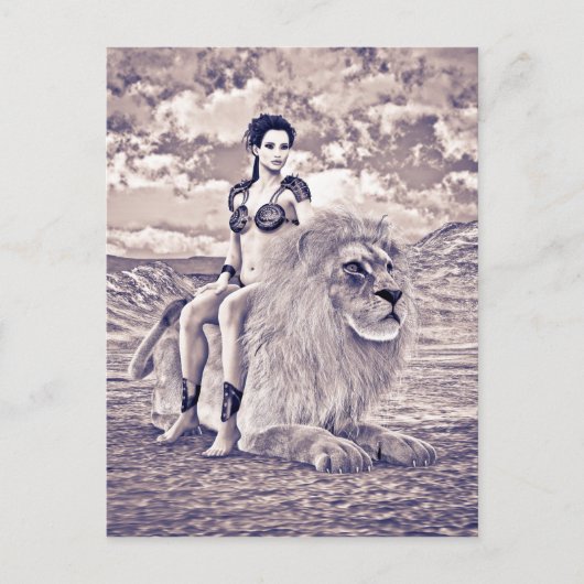 Schönheit und Löwen Postkarte (Vorderseite)