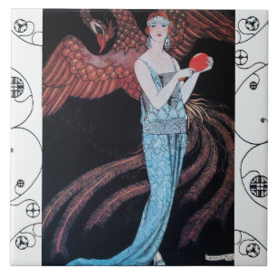 SCHÖNHEIT UND PHOENIX Art Deco Frau Mode Fliese