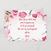 Schönheit und Schminken Wellness-Center Geburtstag Dankeskarte (Vorne/Hinten)