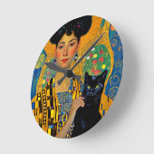 Schönheit und Schwarze Katze Runde Wanduhr (Winkel)