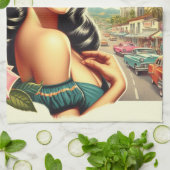 Schönheit Vintage FrauenIllustration Geschirrtuch (Gefaltet)