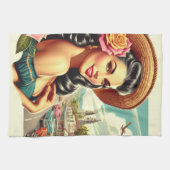 Schönheit Vintage FrauenIllustration Geschirrtuch (Horizontal)