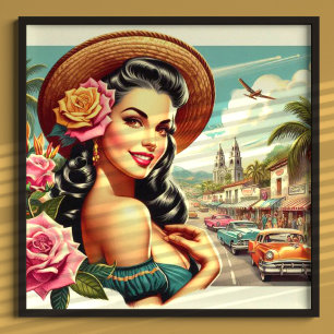 Schönheit Vintage FrauenIllustration Poster