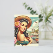 Schönheit Vintage FrauenIllustration Postkarte (Stehend Vorderseite)