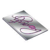 Schönheitcosmetology-Rosa-Glitzer-Lippen lila Notizblock (Rechte Seite)