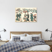 Schönheiten aus Fukagawa. Triptychon Leinwanddruck (Insitu (Schlafzimmer))