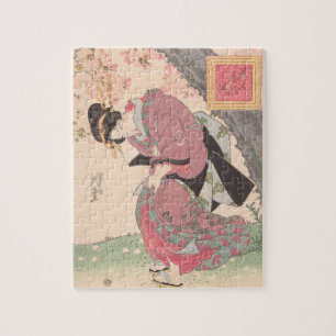Schönheiten unter Kirschblüten Vintag Ukiyo-e Puzzle