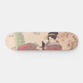 Schönheiten unter Kirschblüten Vintag Ukiyo-e Skateboard (Horizontal)