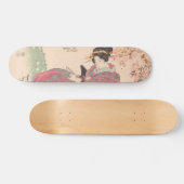 Schönheiten unter Kirschblüten Vintag Ukiyo-e Skateboard (Horizontal)