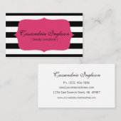 Schönheits-Berater-Schwarzweiss-Streifen-Pink Visitenkarte (Vorne/Hinten)