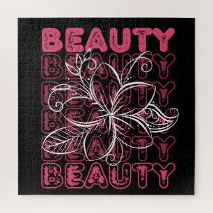 Schönheits-Blumen-Linienkunst-Typografie Puzzle