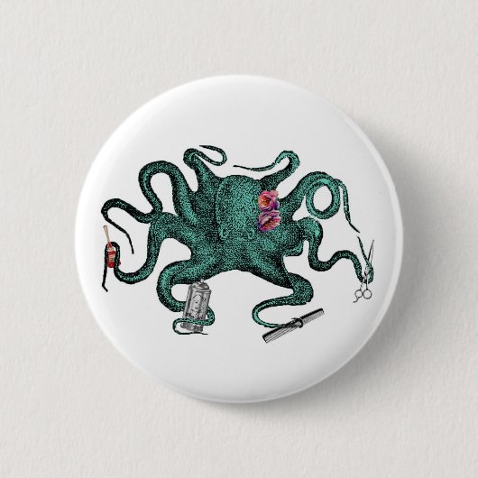 Schönheits-Kraken-Knopf Button (Vorderseite)