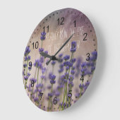 Schönheits-Lavendel-Blumen Große Wanduhr (Winkel)