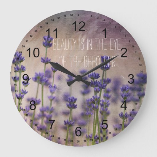 Schönheits-Lavendel-Blumen Große Wanduhr (Vorderseite)