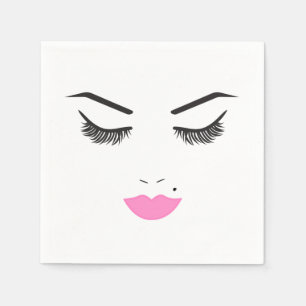 Schönheits-Make-up-Gesicht Wimpern & Rosa Lippen S Serviette
