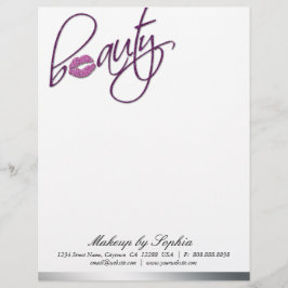 Schönheits-Make-upbriefkopf-Schein-Lippenlila Rosa Briefbogen