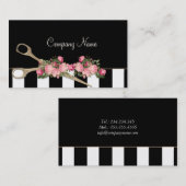 Schönheits-Salon-Haar-Studio-Rosen-Streifen-Mode Visitenkarte (Vorne/Hinten)