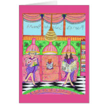 Schönheits-Salon-Karte mit Katze, Mutter und