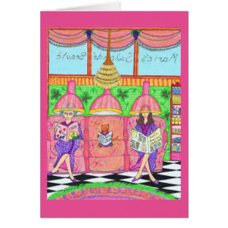 Schönheits-Salon-Karte mit Katze, Mutter und