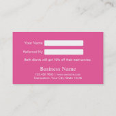 Schönheits-Salon-moderne rosa u. silberne Empfehlungskarte (Rückseite)