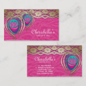 Schönheits-Salon-Pfau-Feder-Rosazebra-Spitze 2 Visitenkarte (Vorne/Hinten)